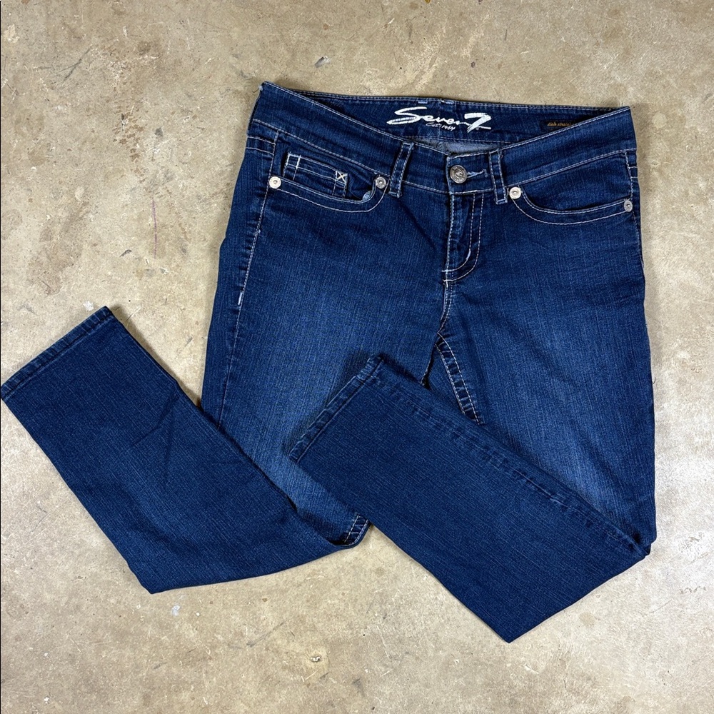 Seven7 Women's Deep Indigo Slim Straight Jeans Size 12